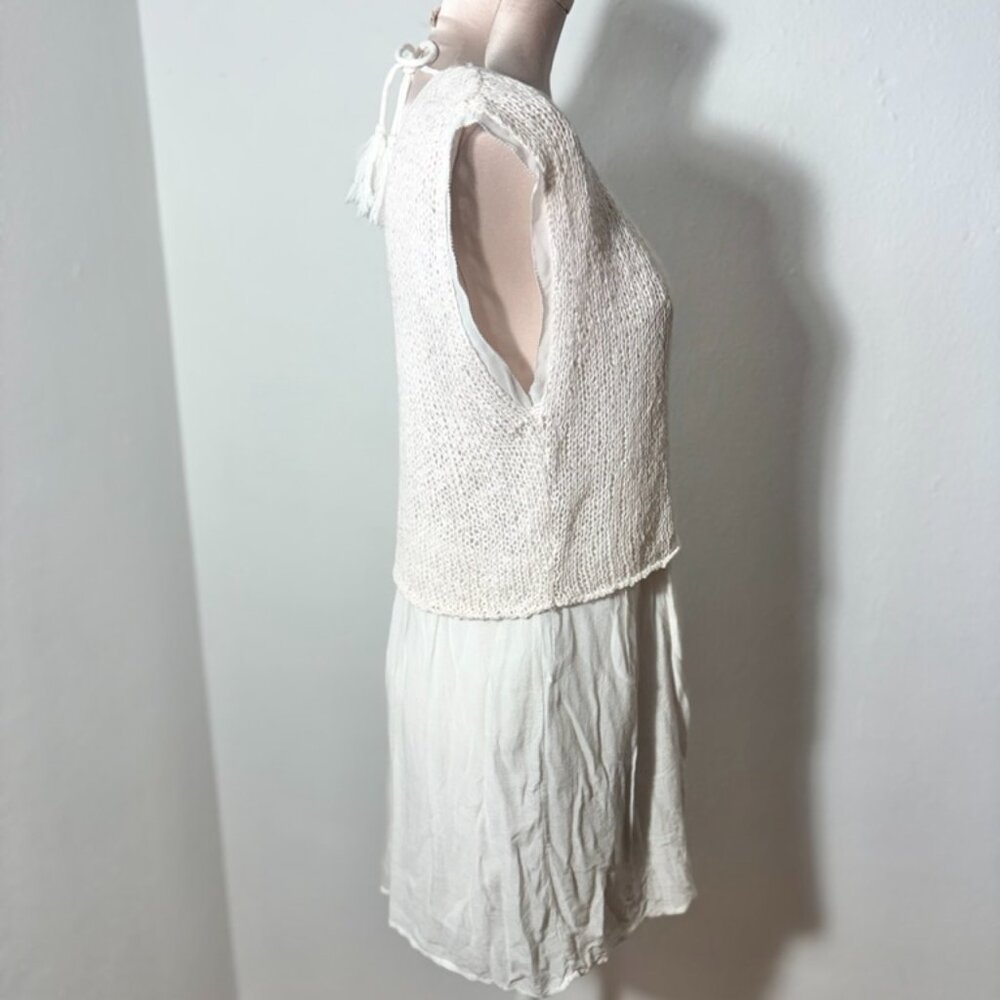 Mint Velvet Knit Open Back Cream Colored Top Blouse Size 12 - Picture 3 of 13